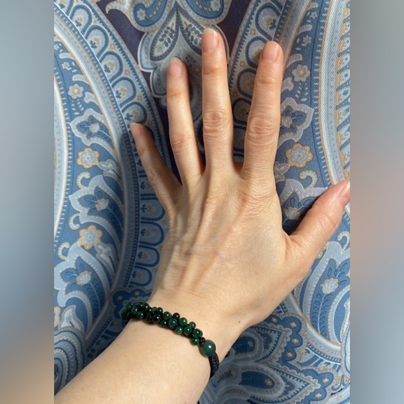 Beaded Natural Jade Gemstone Bracelet with Adjustable Cord - Picture 13 of 14